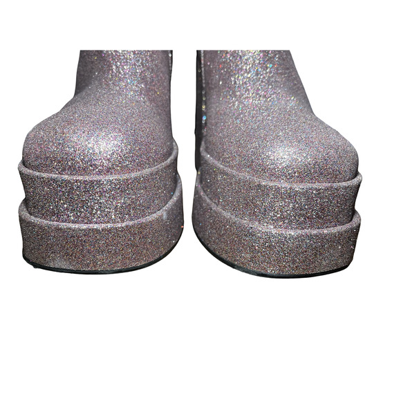 Steve Madden Boots Womens Size 11M Pink Glitter Platform Chunky Heel Disco Shoes - Picture 6 of 13